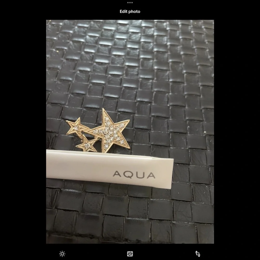 Stars Brooch Pin Three Stars Delicate Gold With Faux Diamonds